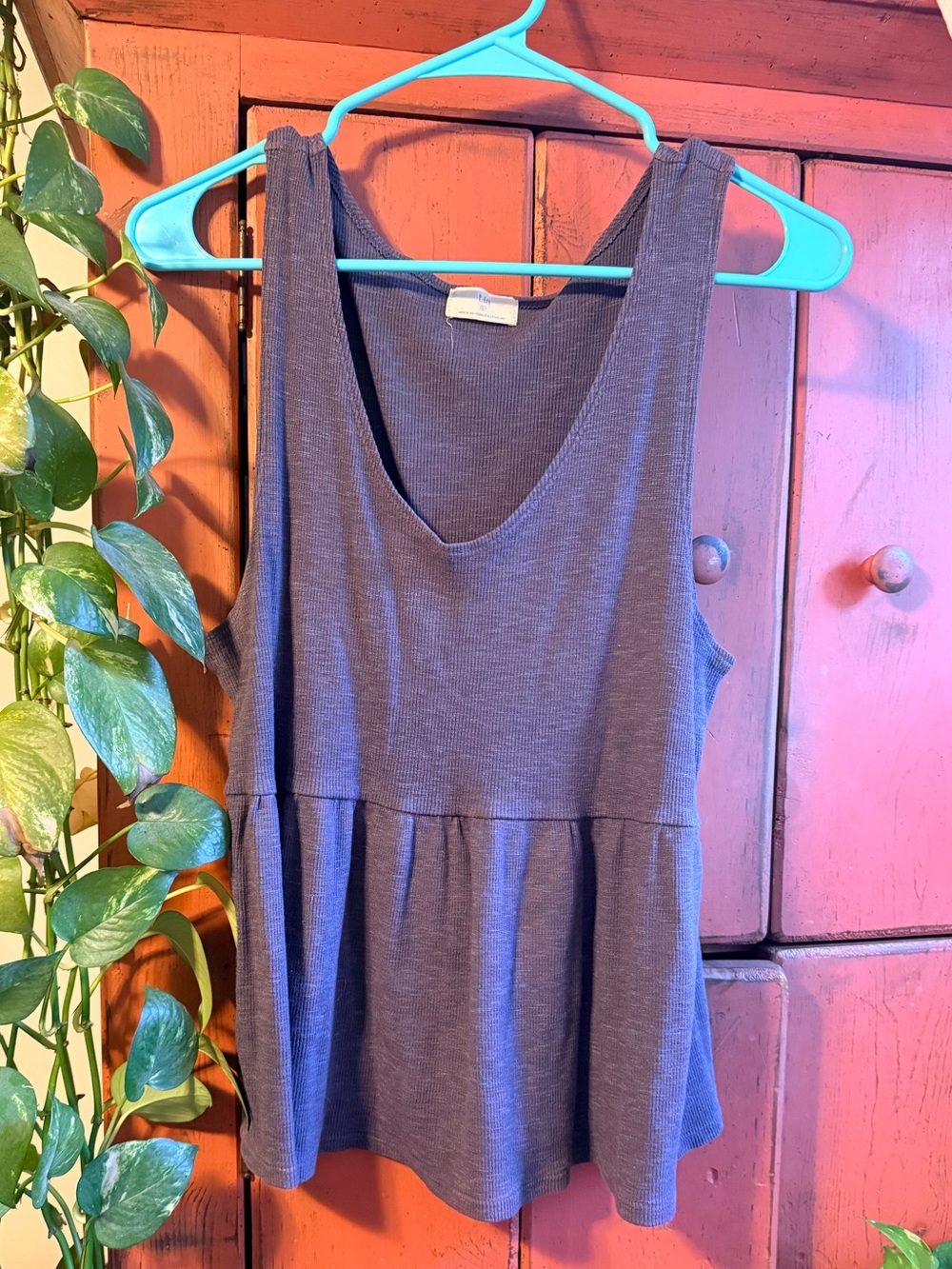 TLA for Anthropologie Sleeveless Peplum Tank Top - Slate Blue